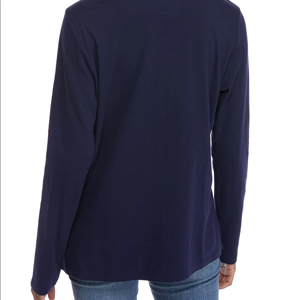 NEW Kim Rogers Christmas Holiday Navy Bell Long Sleeve Graphic Shirt Small S - Picture 5 of 6